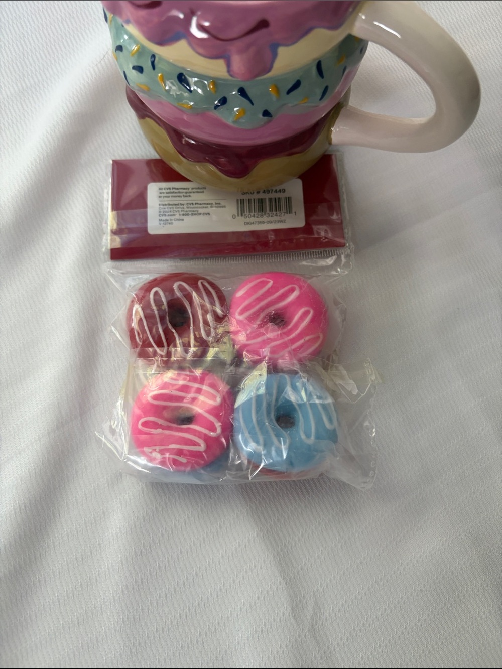 Donut Colorful Drip-Glazed Ceramic Mug - Pink, Yellow, Blue - Picture 6 of 6